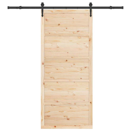 Sliding Door   Solid Pine Wood with a rustic design and black sliding hardware, ideal for stylish interiors.
