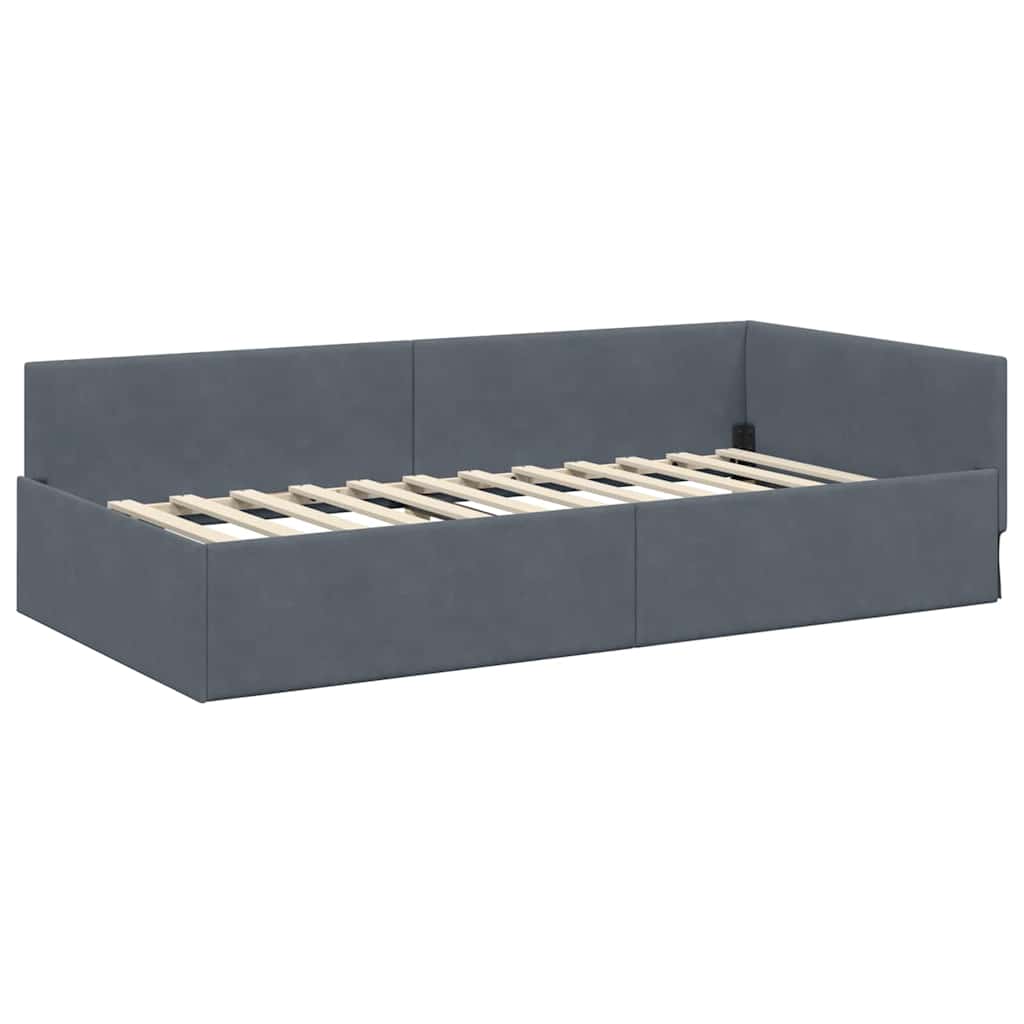 Corner Bed Frame Dark   VelvetandPlywood