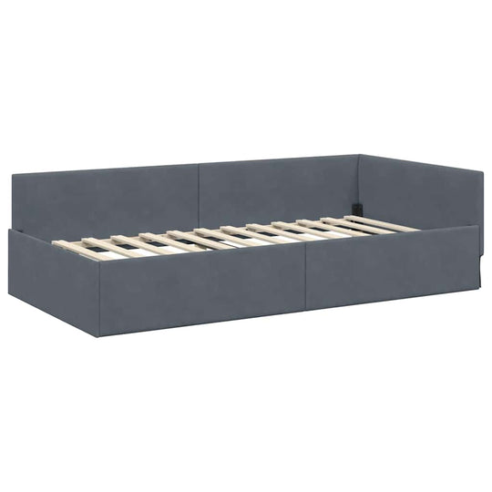 Corner Bed Frame Dark   VelvetandPlywood
