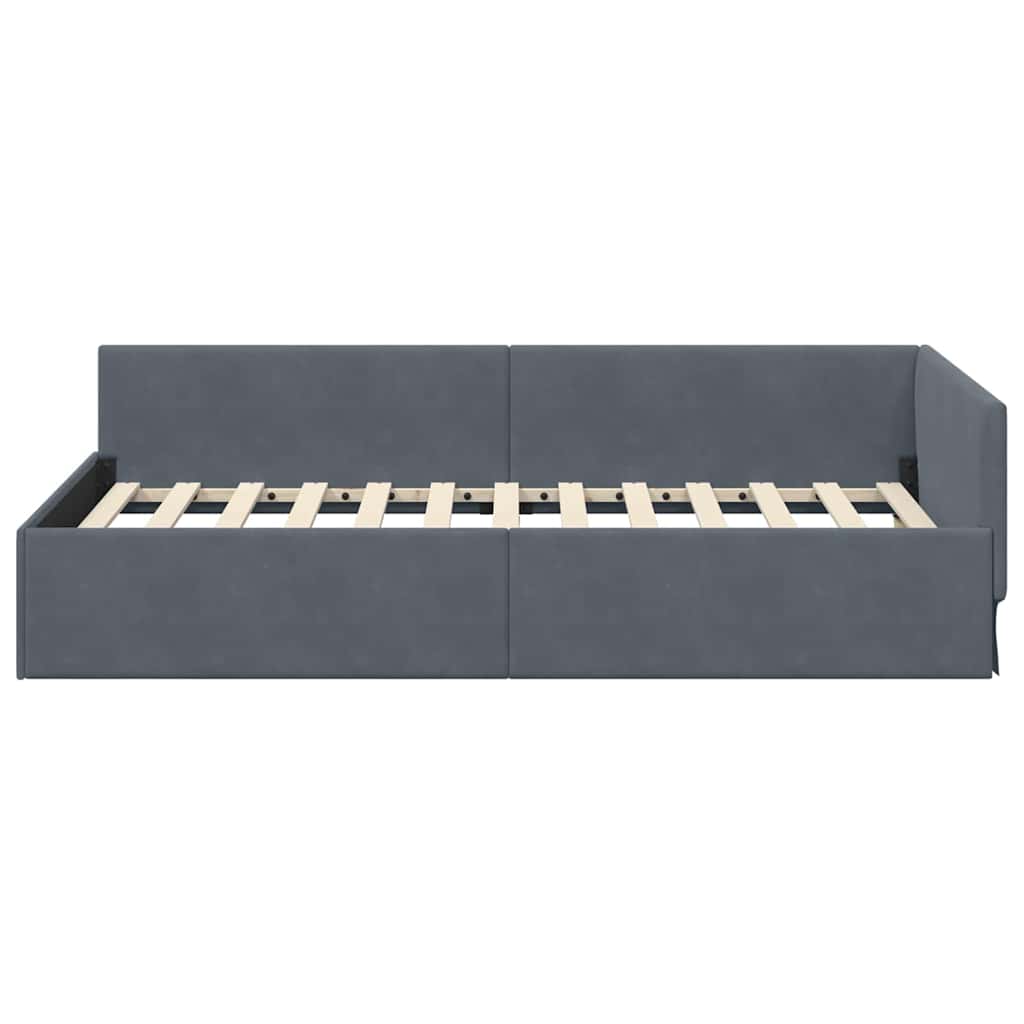 Corner Bed Frame Dark   VelvetandPlywood
