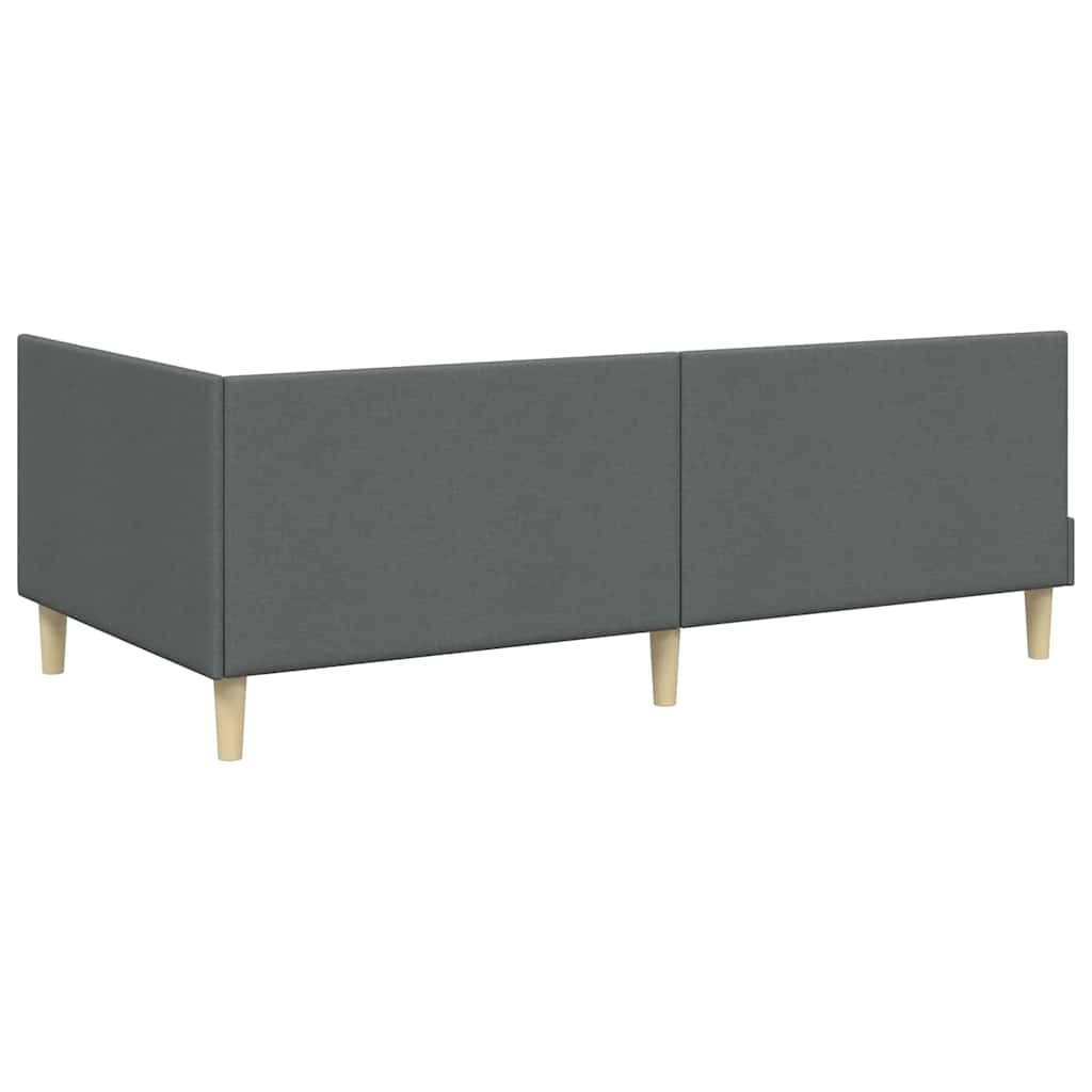 Corner Bed Frame Dark   Fabric and Plywood