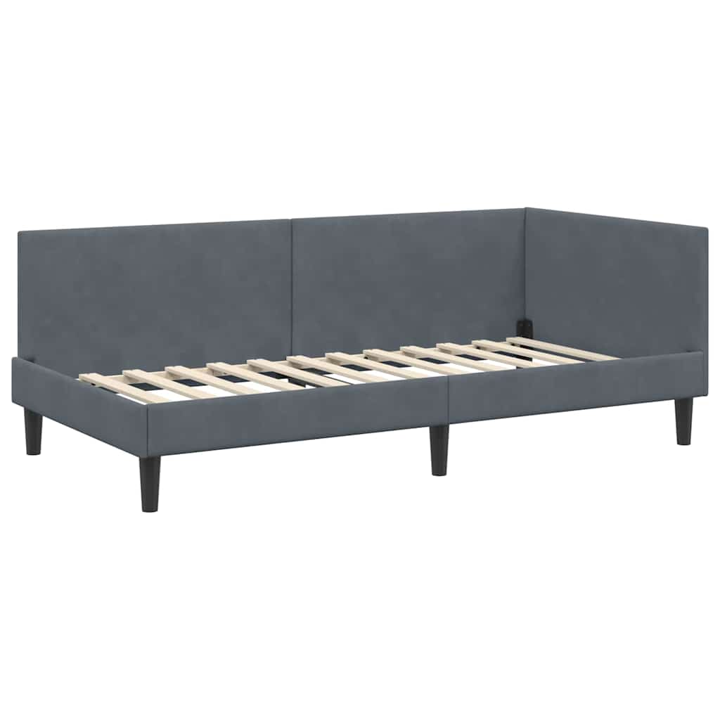 Corner Bed Frame Dark   VelvetandPlywood
