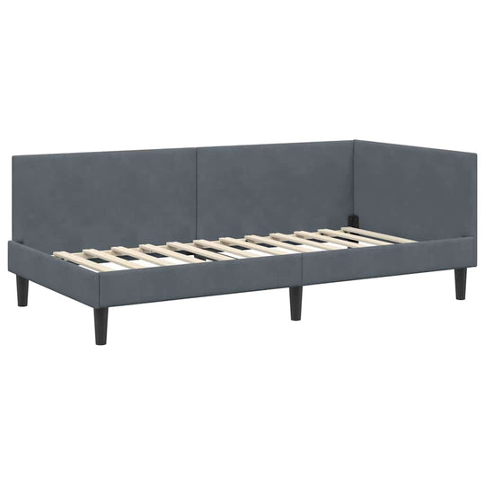 Corner Bed Frame Dark   VelvetandPlywood