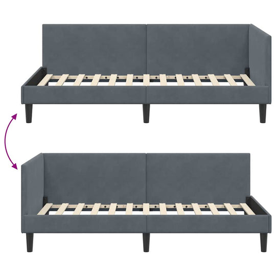 Corner Bed Frame Dark   VelvetandPlywood