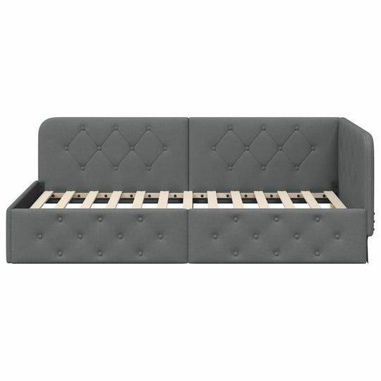 Corner Bed Frame with Headboard Dark   Fabric