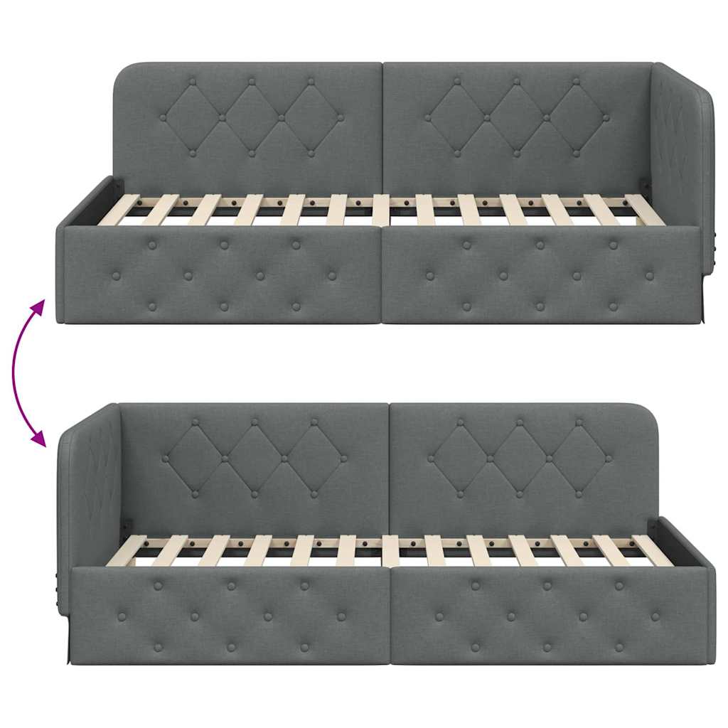 Corner Bed Frame with Headboard Dark   Fabric