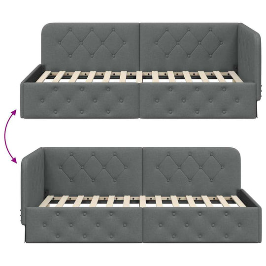 Corner Bed Frame with Headboard Dark   Fabric