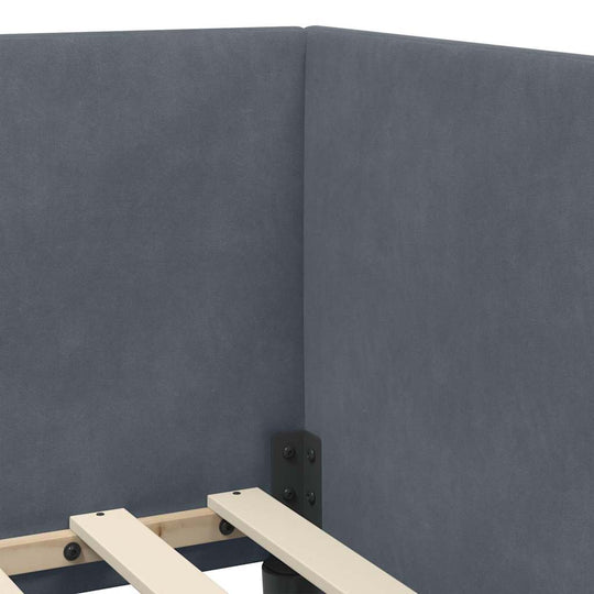 Corner Bed Frame with Headboard Dark   Velvet
