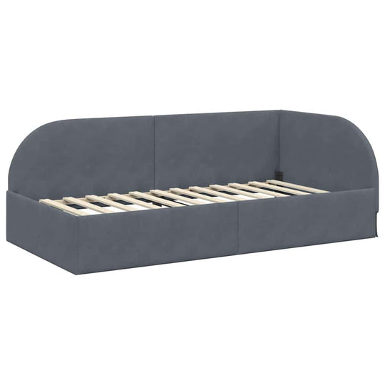 Corner Bed Frame with Headboard Dark   Velvet