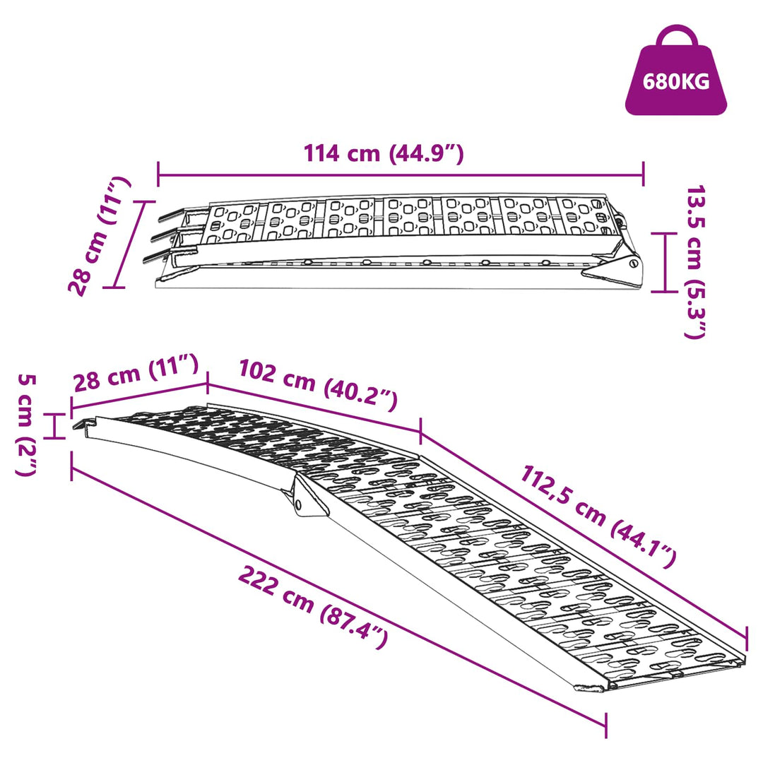 Loading Ramp Folding 2 pcs   Aluminium