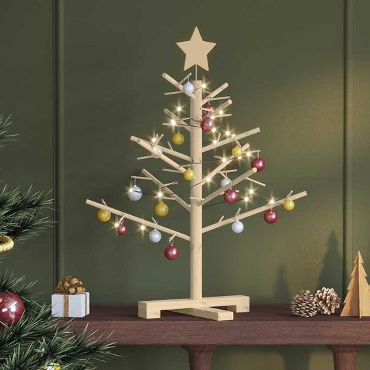 Wooden Christmas Tree with Stand Natural  Solid pine wood