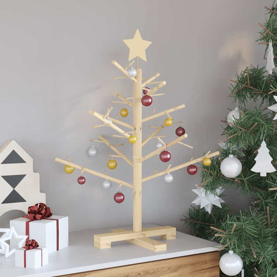 Wooden Christmas Tree with Stand Natural  Solid pine wood