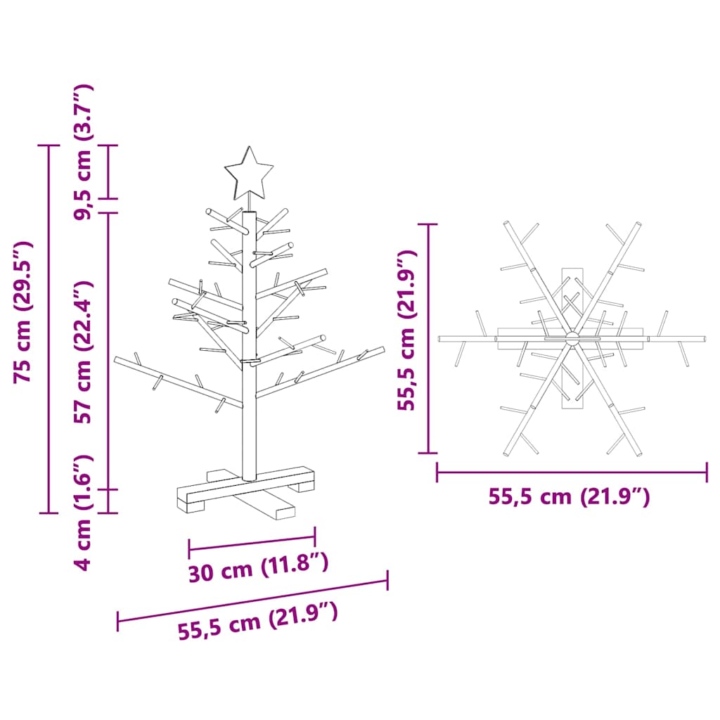 Wooden Christmas Tree with Stand Natural  Solid pine wood