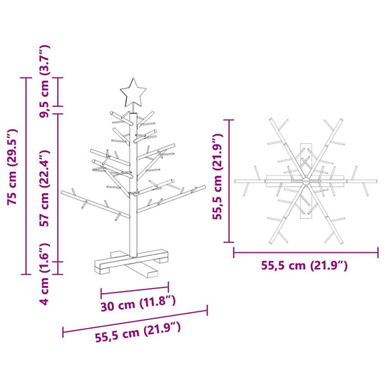 Wooden Christmas Tree with Stand Natural  Solid pine wood