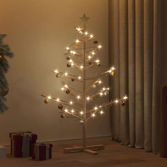 Wooden Christmas Tree with Stand Natural  Solid pine wood