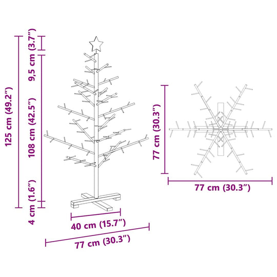 Wooden Christmas Tree with Stand Natural  Solid pine wood