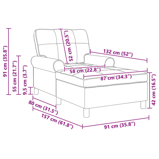 Chaise Lounge with Cushion Dark   Velvet