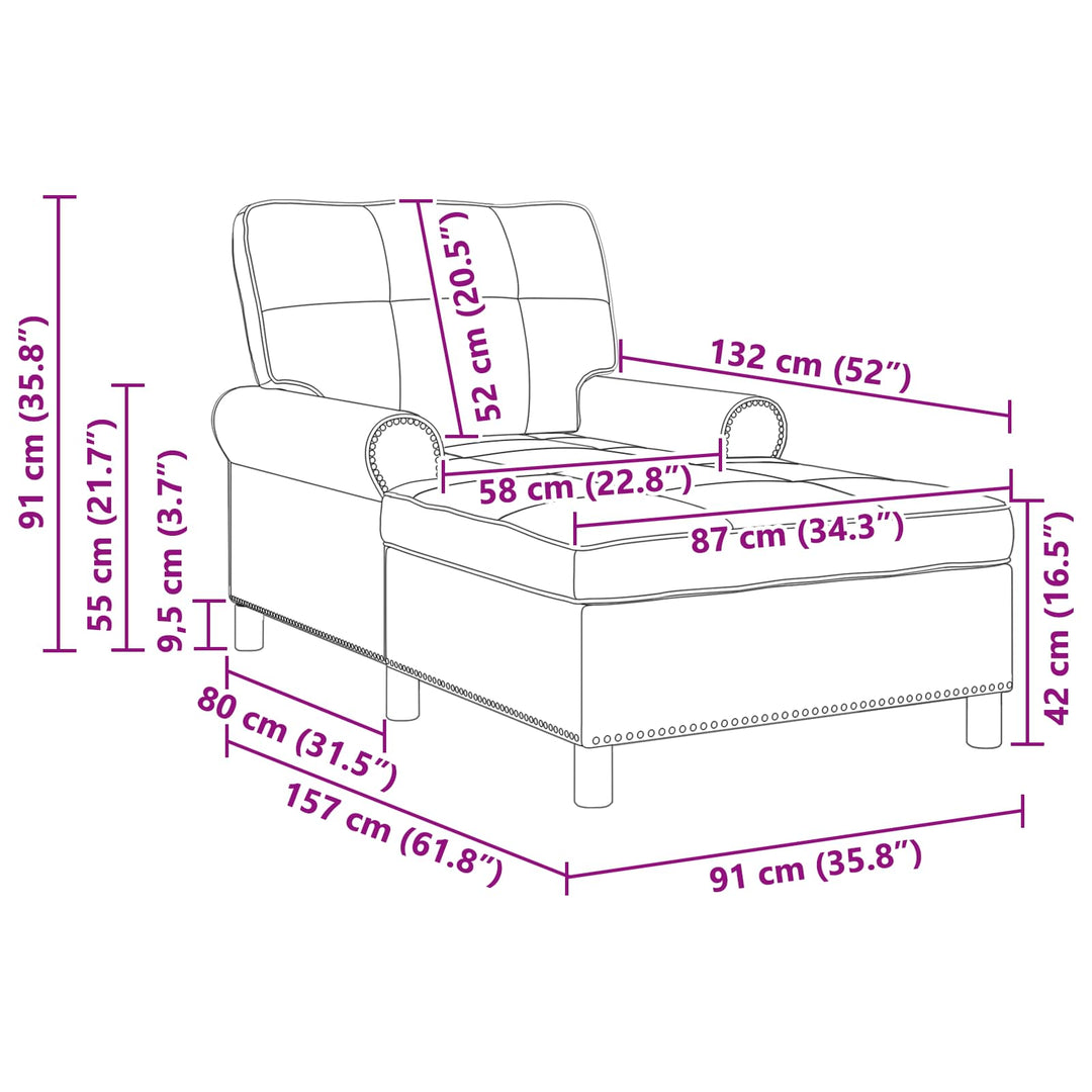 Chaise Lounge with Cushion Dark   Fabric