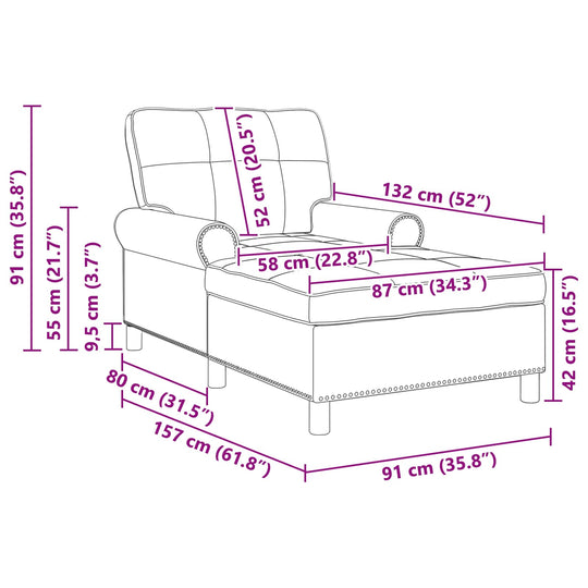 Chaise Lounge with Cushion Dark   Fabric