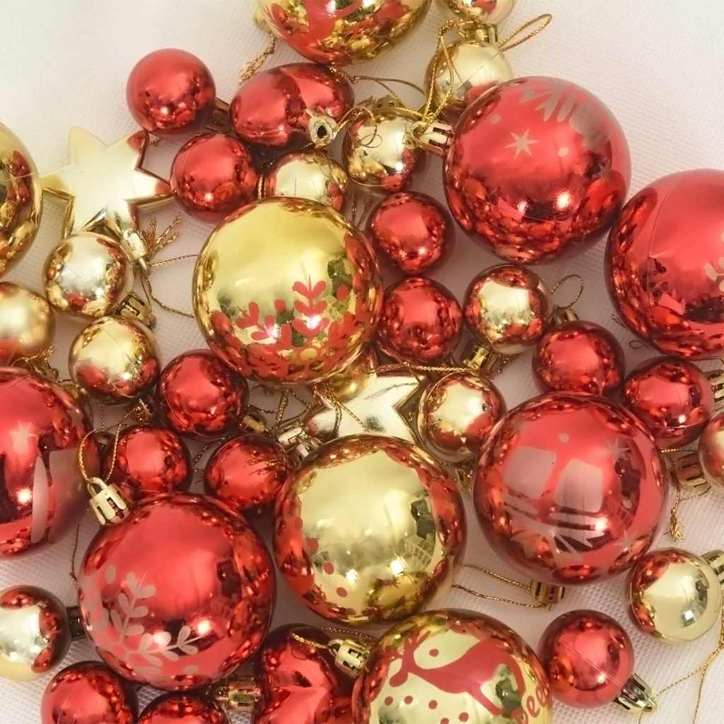 Christmas Bauble Set 40 pcs Gold and  Plastic