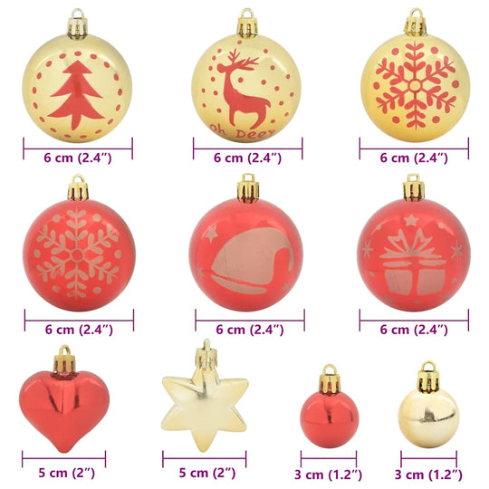 Christmas Bauble Set 40 pcs Gold and  Plastic