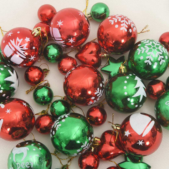 Christmas Bauble Set 40 pcs  and Green Plastic