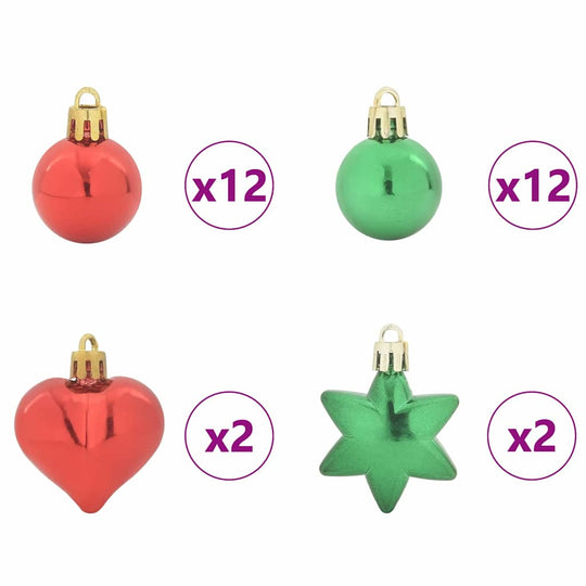 Christmas Bauble Set 40 pcs  and Green Plastic
