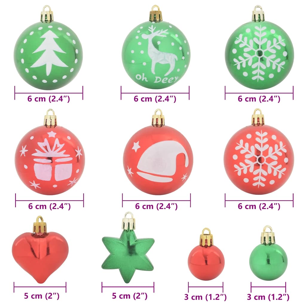 Christmas Bauble Set 40 pcs  and Green Plastic