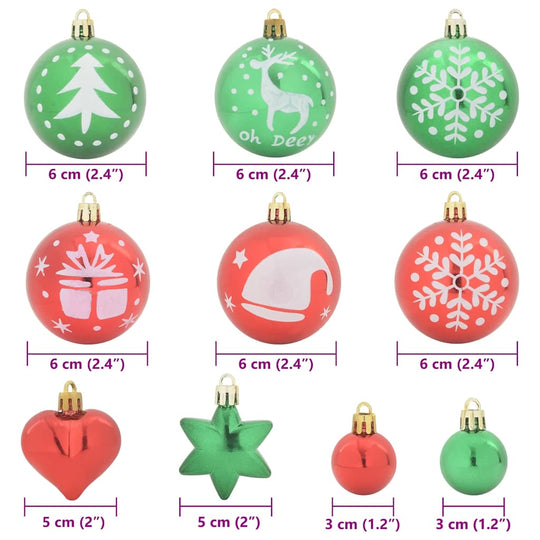 Christmas Bauble Set 40 pcs  and Green Plastic