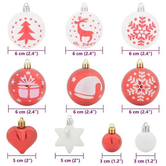 Christmas Bauble Set 40 pcs  and White Plastic