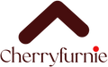 Cherryfurnie logo featuring a stylized roof design in maroon and a red dot.