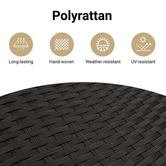 Poly rattan material features: long-lasting, hand-woven, weather-resistant, UV-resistant for 8 Piece Garden Sofa Set with Cushions.