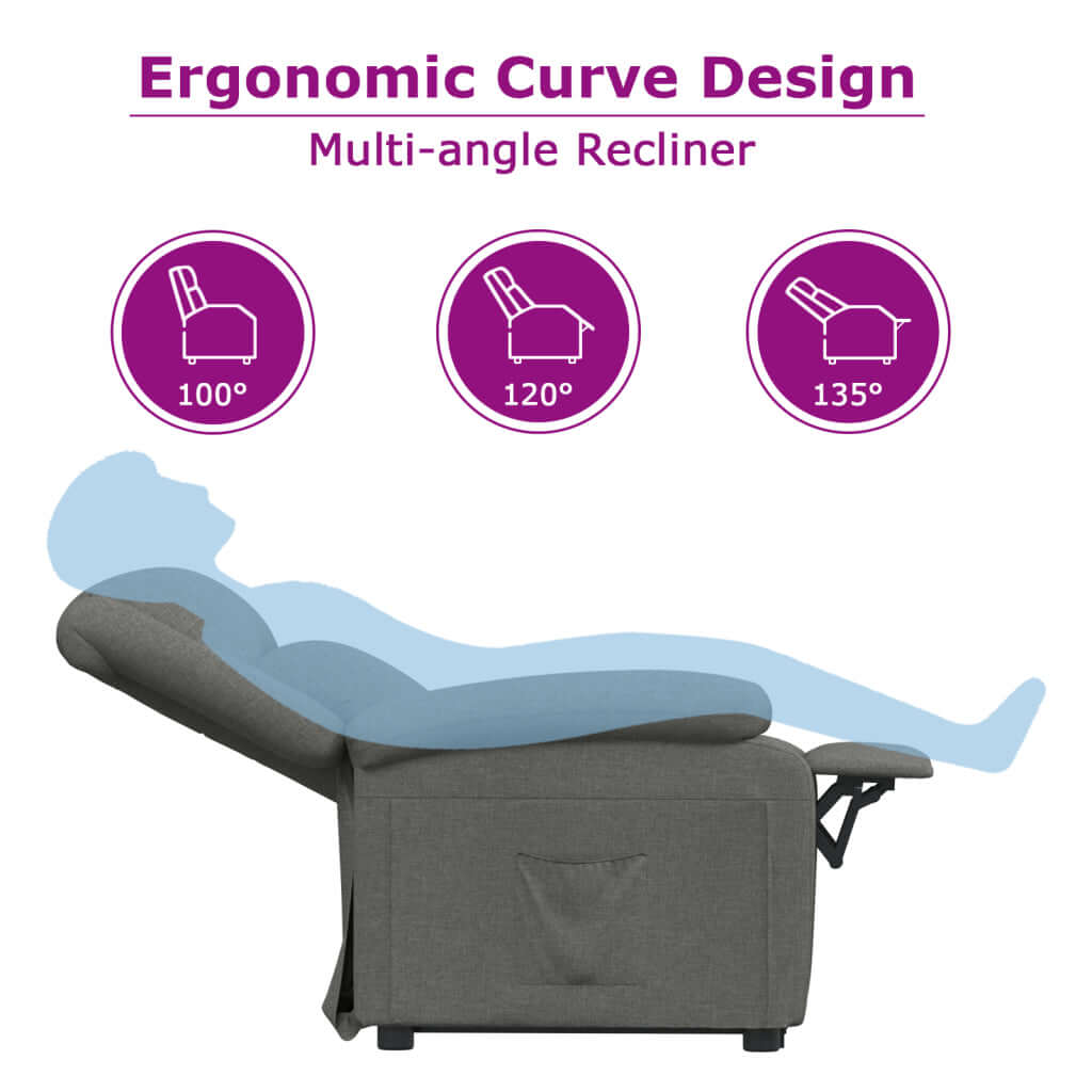 VidaXL Recliner Chair with Footrest Dark Grey Fabric Comfort