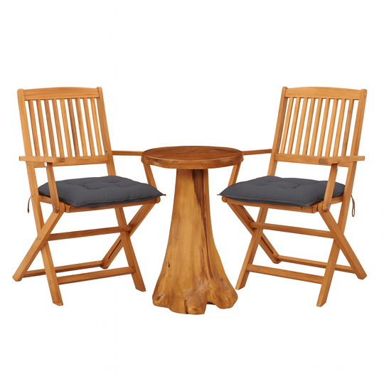 Balcony Outdoor Set – 3 Pieces, Great for Dubai Apartments with two chairs and a round table.